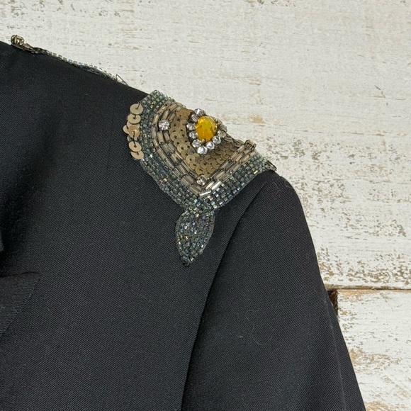 Tart Collections Women Black Blazer L Cropped Embellished - Picture 2 of 4